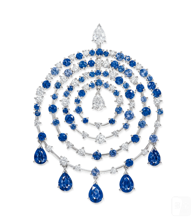 梵克雅宝（Van Cleef&amp;Arpels）设计 蓝宝石配钻石吊坠 - 图1